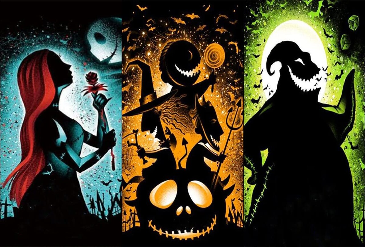 Halloween Diamond Art Painting Kits for Adults - Jack and Sally DIY 5D Paint with Diamonds Gem Art Painting Kits DIY Nightmare Before Christmas Round Full Drill Diamond Dots Paintings Adult Crafts